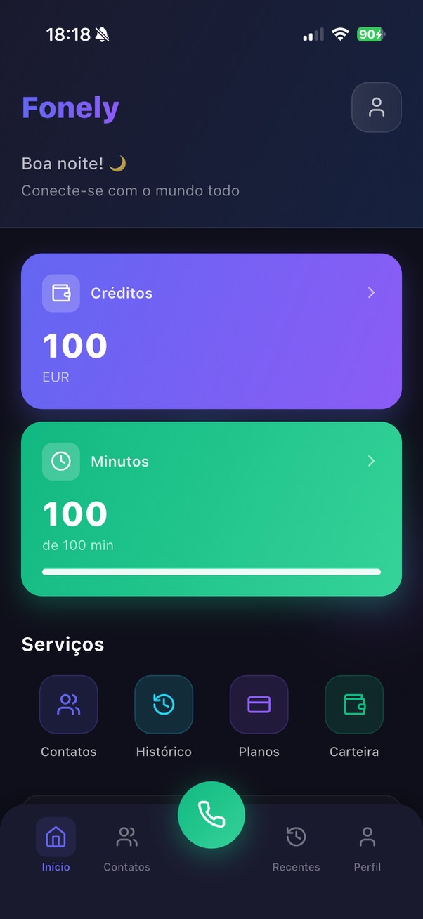 Fonely App - Tela Inicial